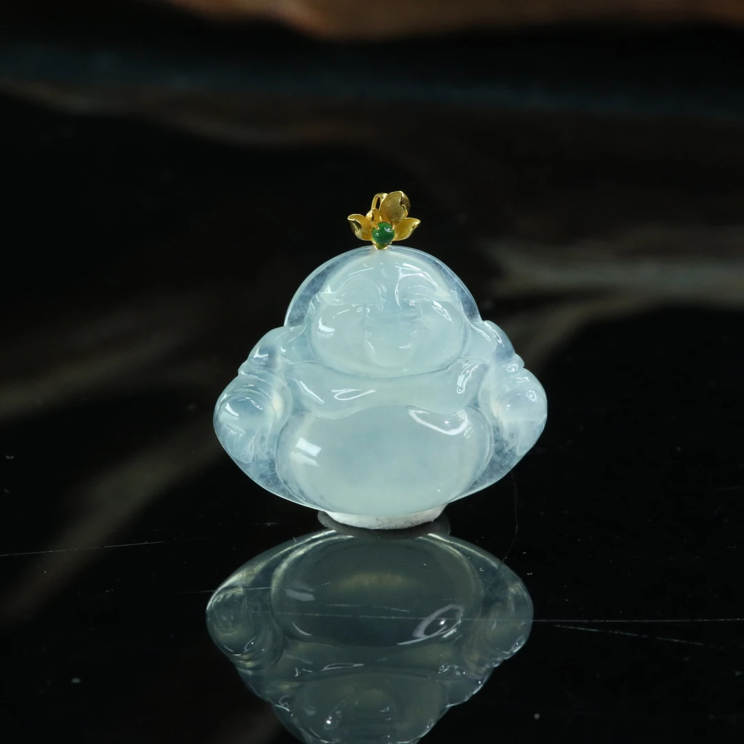 14天然A货翡翠18K冰种佛公/900033北京中保拍卖