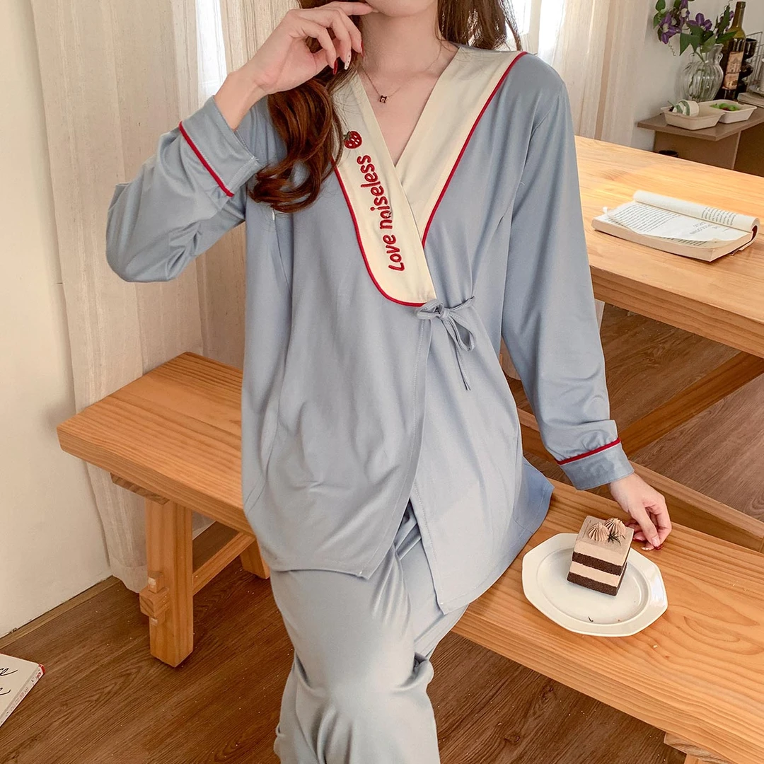 【秋季云感棉-月子服】产后拉链哺乳孕妇长袖睡衣怀孕期1月份56产妇