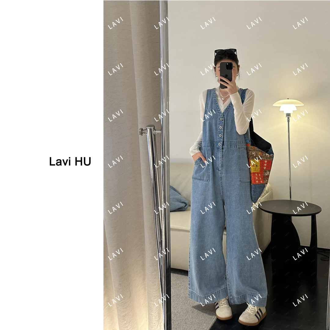 回忆里的那一天 时尚设计师百搭休闲阔腿背带裤连体裤LW1011