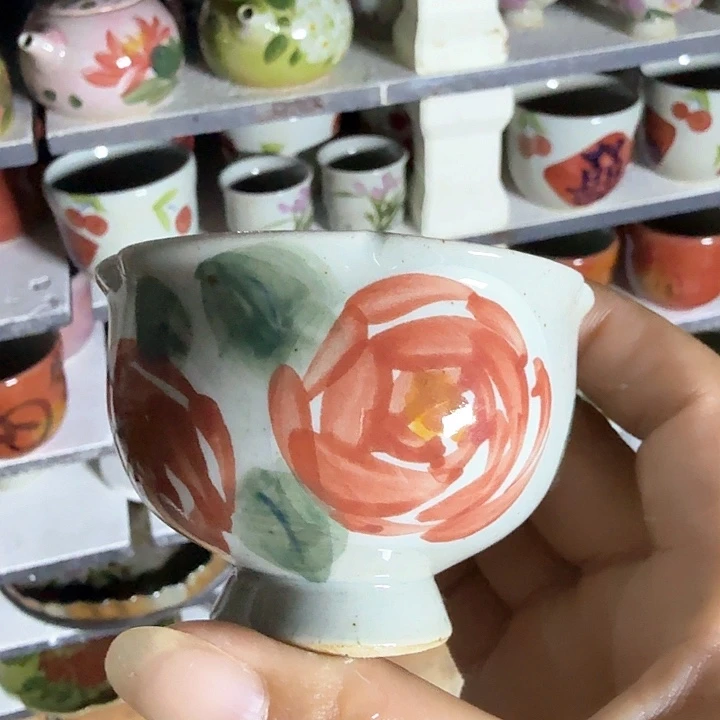 景德镇陶瓷手工手绘花口杯