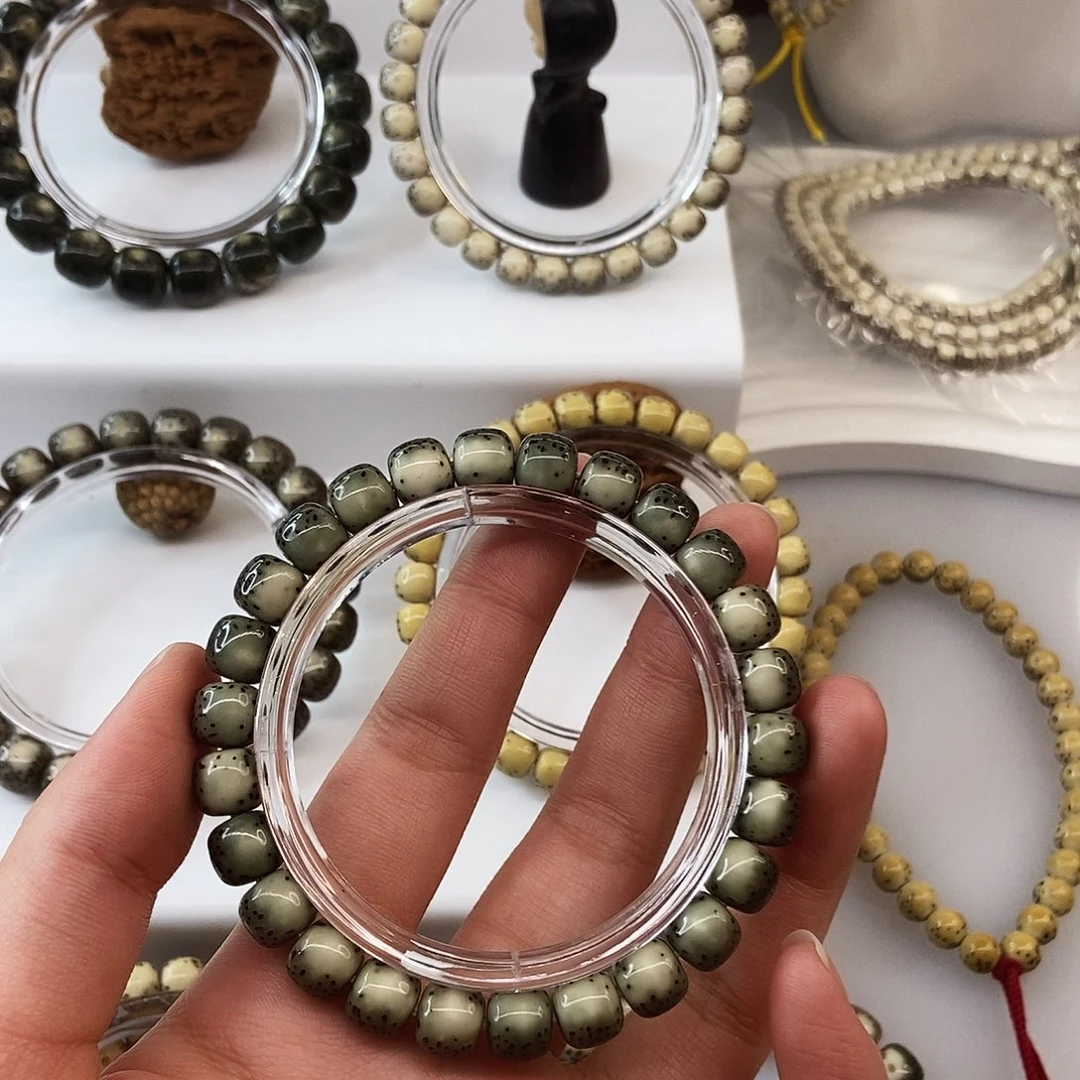 直***康手串星月菩提卡9绿背河豚玉化m79