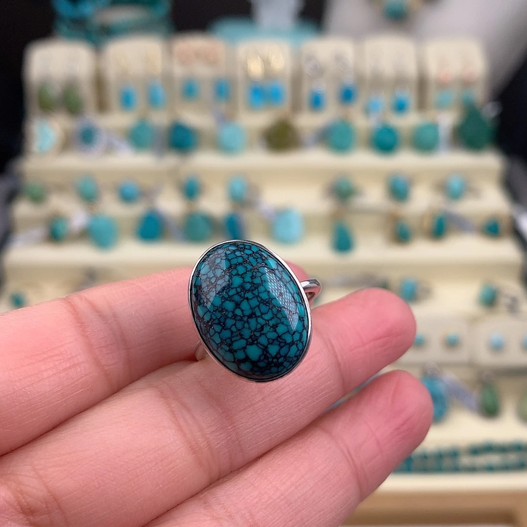 绿松石银S925镶嵌戒指