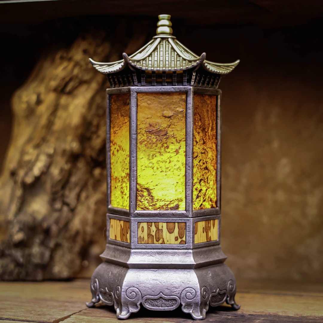 【纳兰】古锡华夏之光灯塔灯内衬亚克力功夫茶具摆件（古篱S0107）