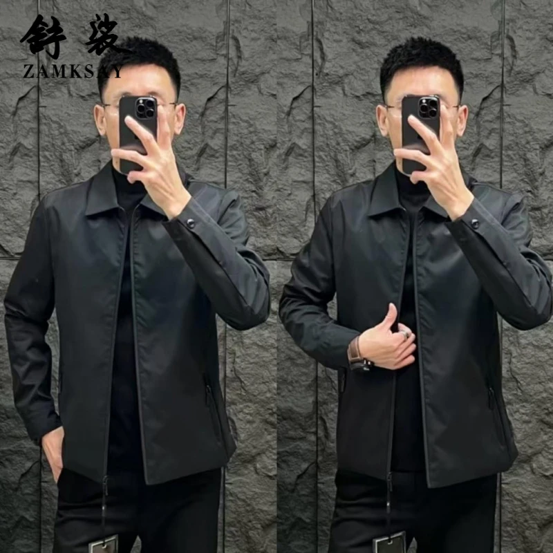 高级感春秋季男士新品翻领夹克外套高品质时尚百搭休闲酷商务欧货