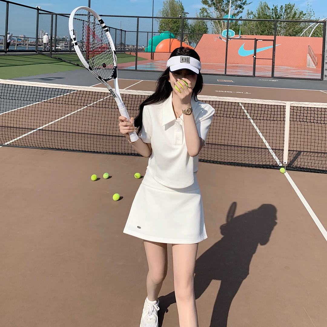 老钱穿搭～显瘦空气层Polo衫裙裤-时尚套装!