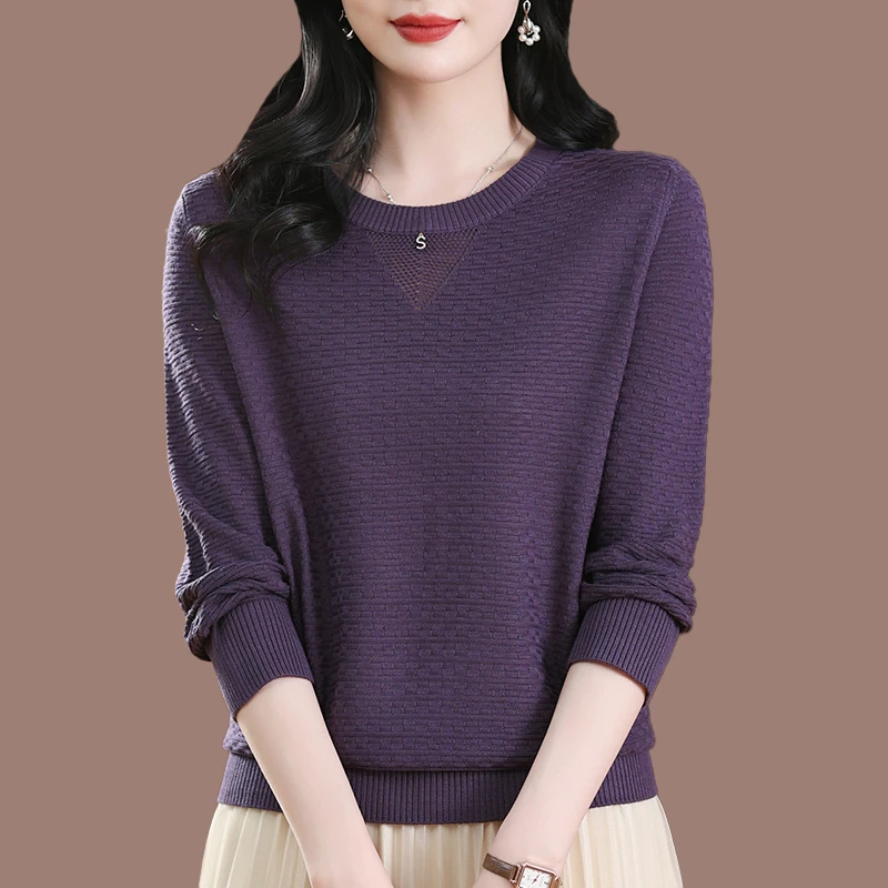 时尚洋气高级感中年妈妈装宽松针织衫2025秋冬新款休闲减龄上衣女