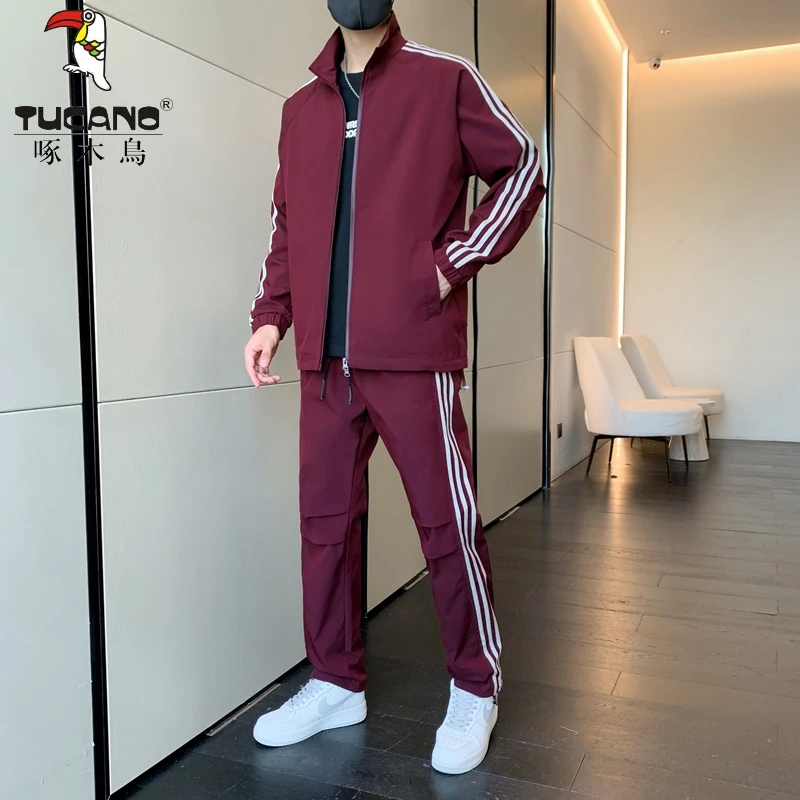 啄木鳥工装夹克男士套装2025春秋季运动外套韩版休闲帅气男装一套