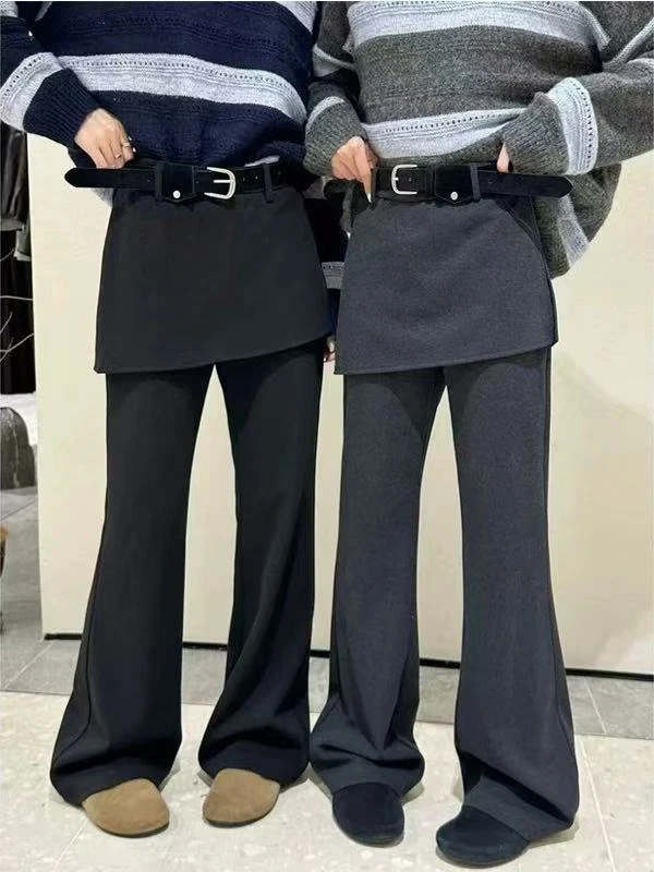 [DARUI]2025冬百搭显瘦高腰宽松休闲加绒屁帘阔腿裤微喇裤58636