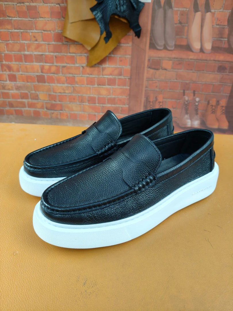 【天然鹿皮】百搭透气软皮商务英伦低帮一脚蹬渔夫鹿皮乐福鞋SS8-3