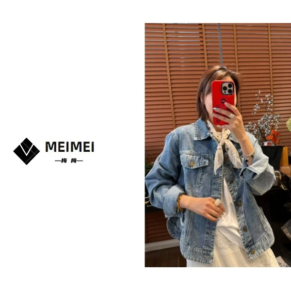 XMM.《大圆角牛仔外套》春季新款时尚百搭洋气休闲小众牛仔外套-567