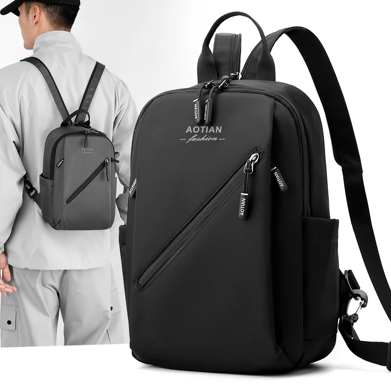 多口袋休闲胸包大容量防水双肩包旅游外出时尚便携斜挎包手机包袋