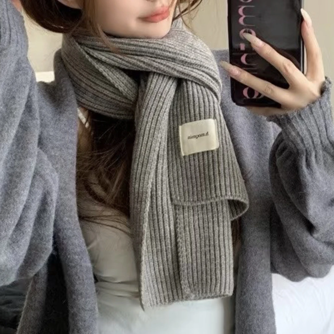 围巾女冬季2025新款韩系高级感保暖针织纯色过年短围脖氛围感围巾