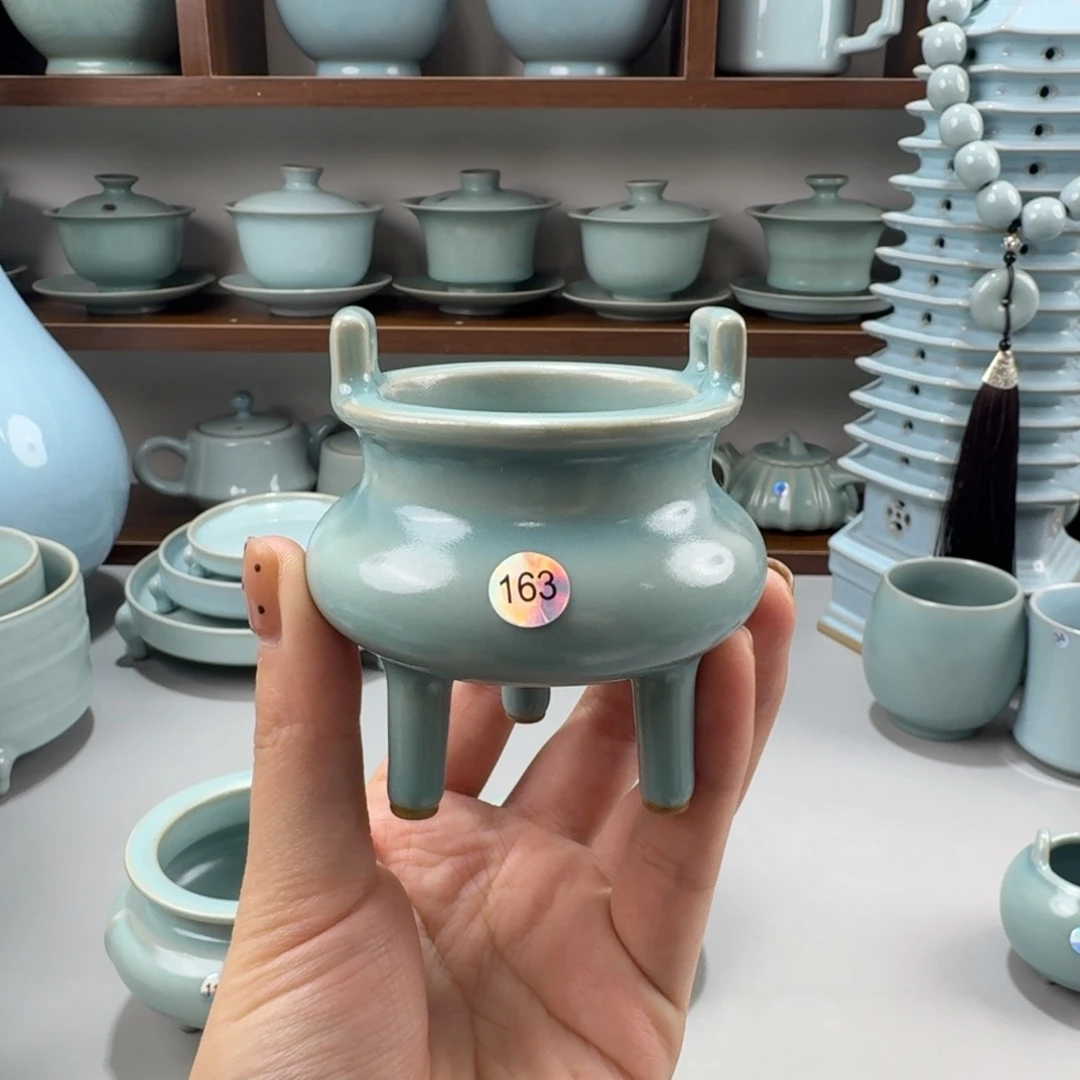 摆件微瑕汝窑仿古釉线香炉