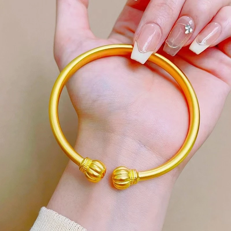 合金手镯 南瓜对珠手镯镯子合金开口手环传承古法国潮南瓜手饰