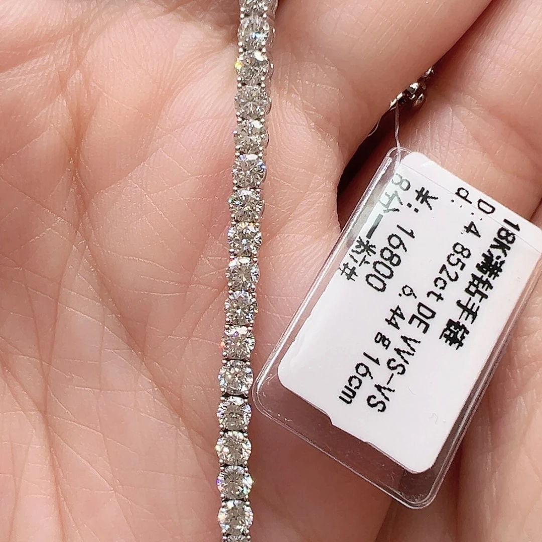 实验室培育钻石套链18K金镶嵌单颗8分，网球款手链
