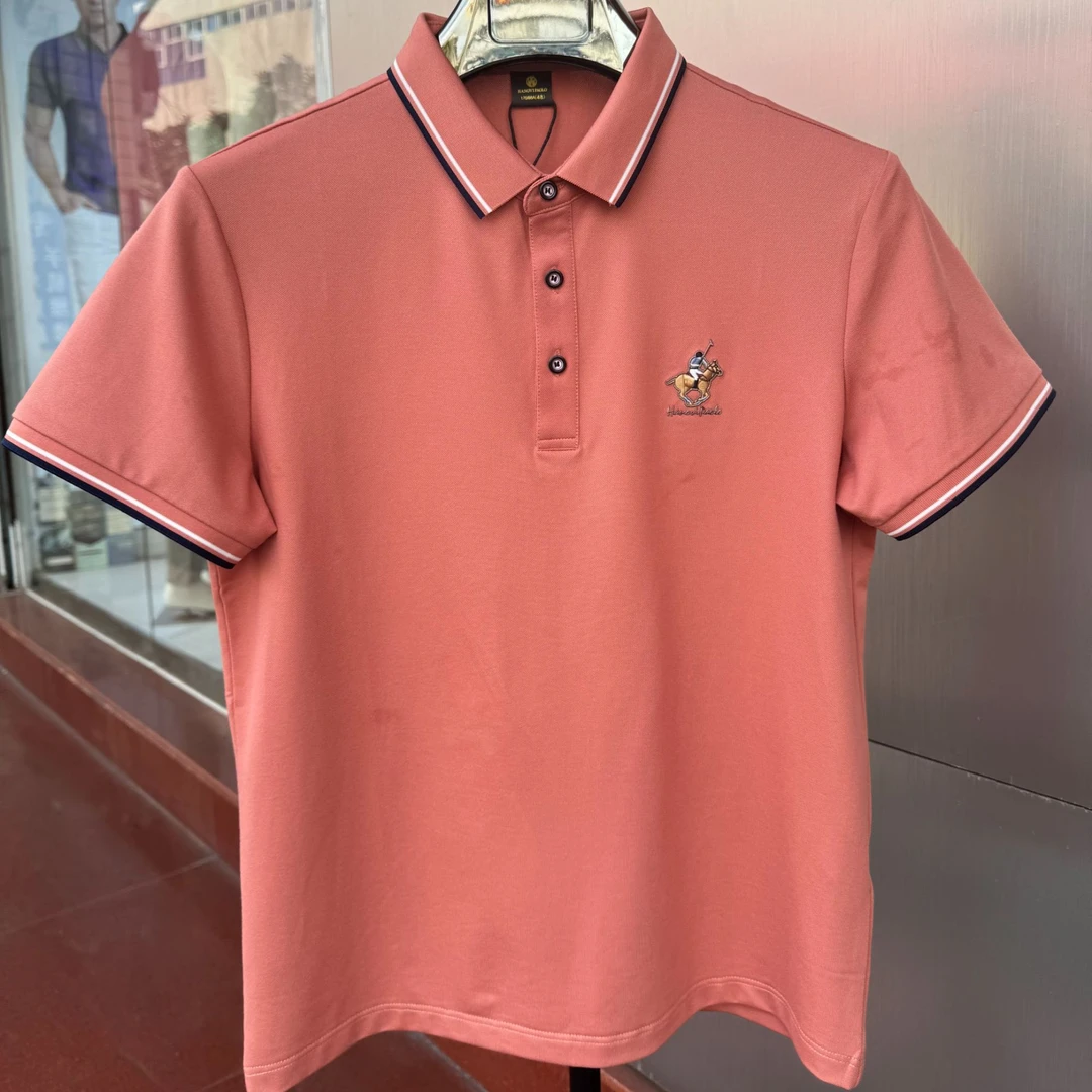 双丝光棉桑蚕丝2025新款99101商务休闲翻领宽松上衣polo衫