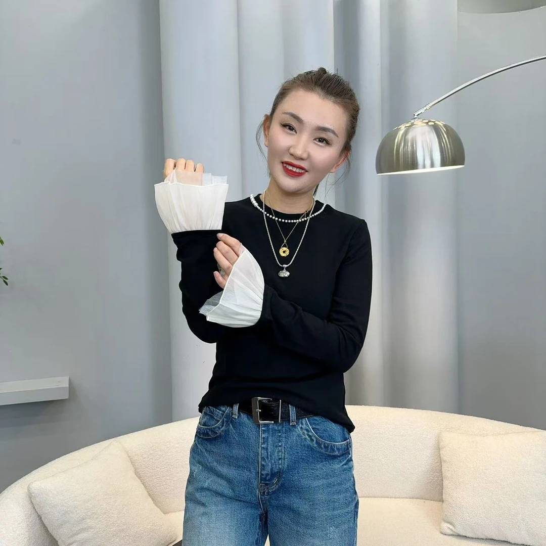 【二婷现货】黑色珍珠荷叶边