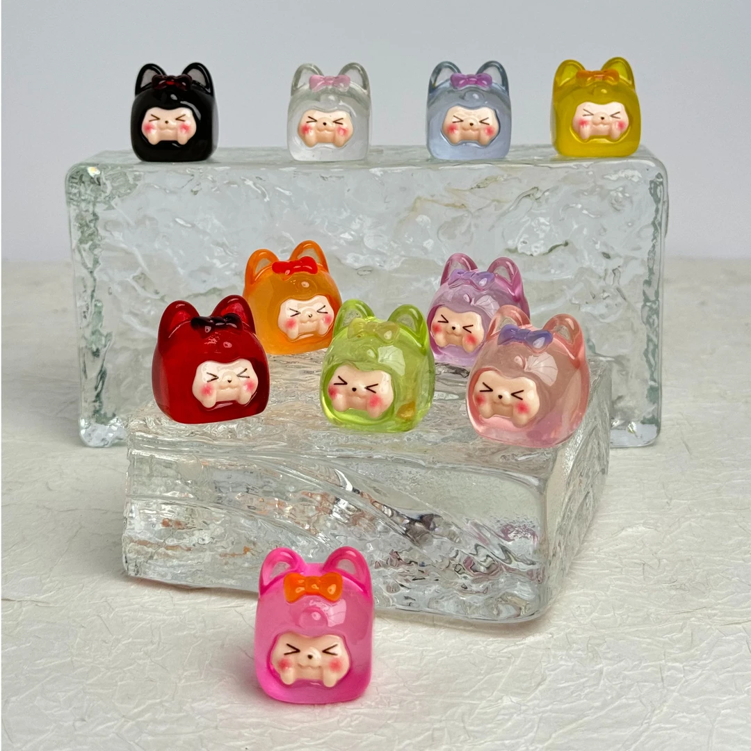 【高透方头蝴蝶结团子】桌面diy摆件可爱