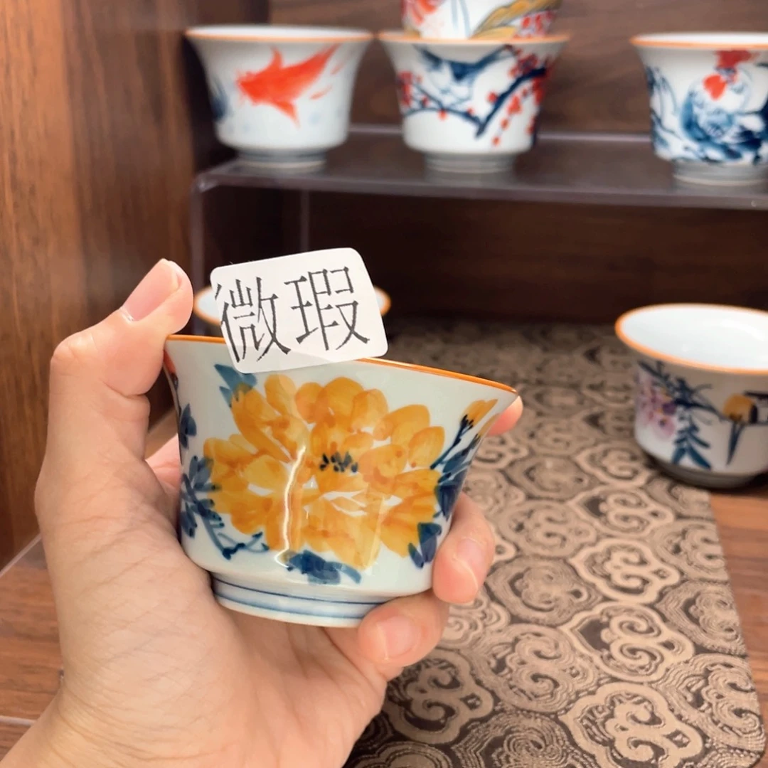 釉下手绘茶具微瑕