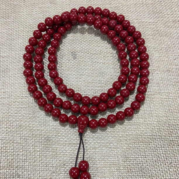 含辰砂工艺品B794 辰砂手串圆珠卡0.8多圈（合成）