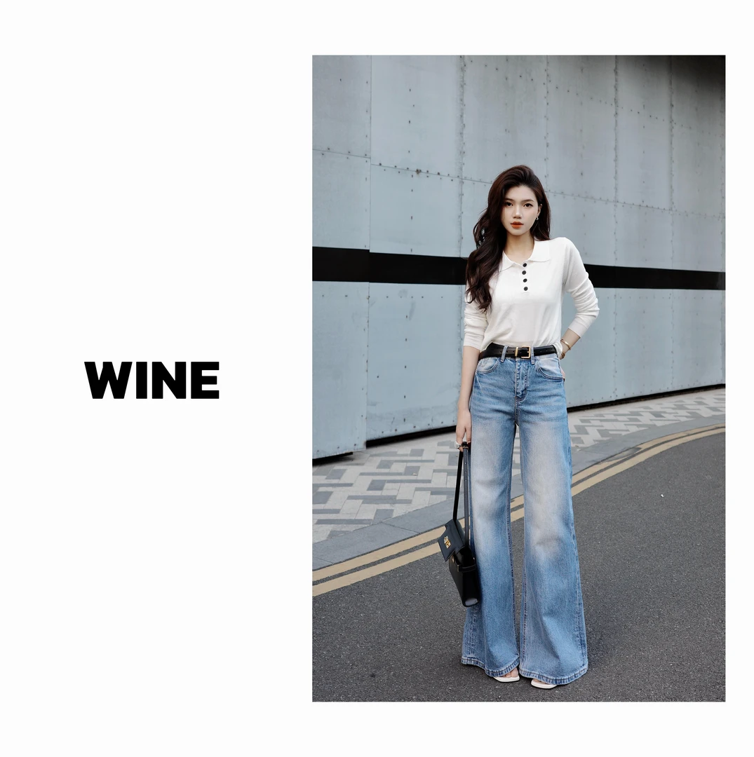 【Wine】·勃兰登堡·Row风大牛重磅-春款-阔腿喇叭牛仔裤