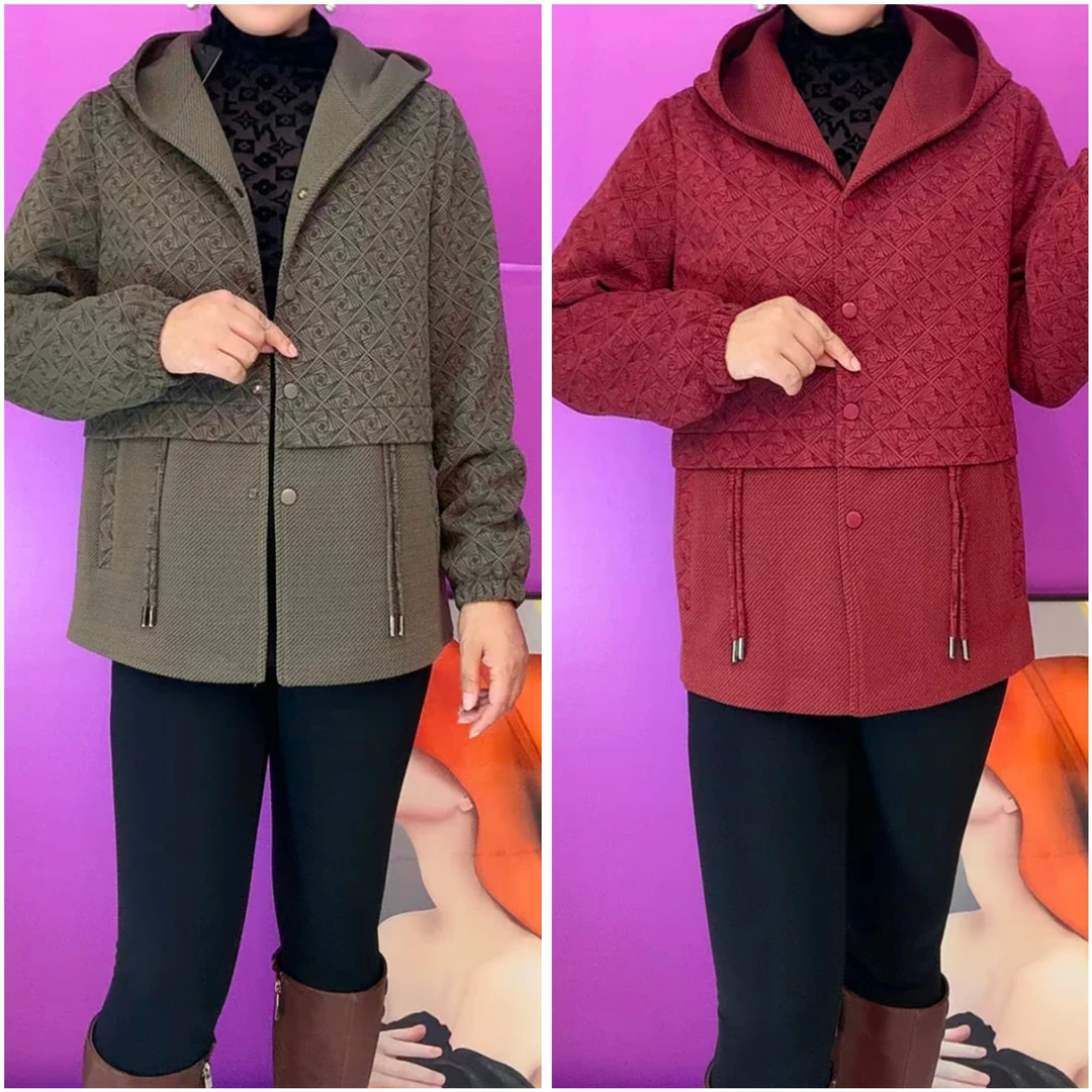 时尚妈妈装拼接连帽拉链外套【百搭挂里衬】春秋洋气中老年休闲宽松