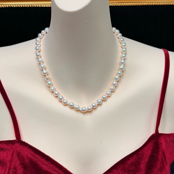 【六六中古】孤品天然海水珍珠项链ty1612链长43.5珠子7.5-8