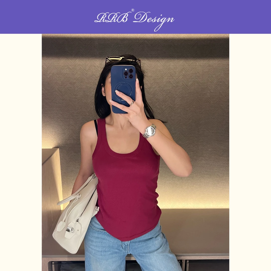 RRB Design「胶囊背心」100%棉通勤纯色U领修身显瘦百搭坦克背心