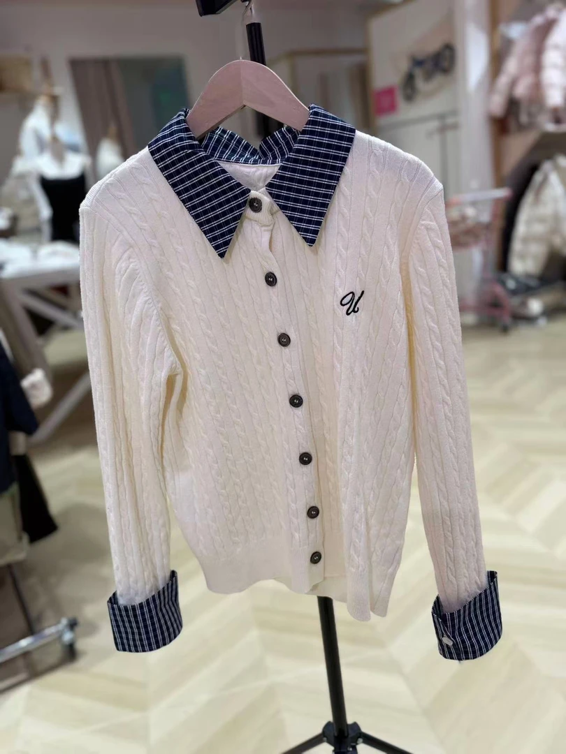 小野莉织女士假两件针织开衫百搭显瘦