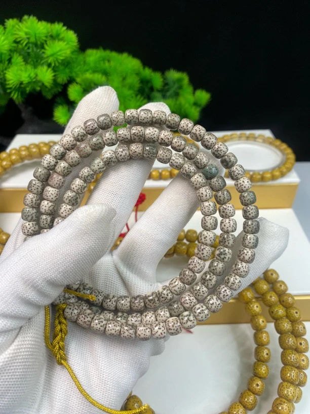 石玉料月留白108脖挂手串7×6mm（一物一图）