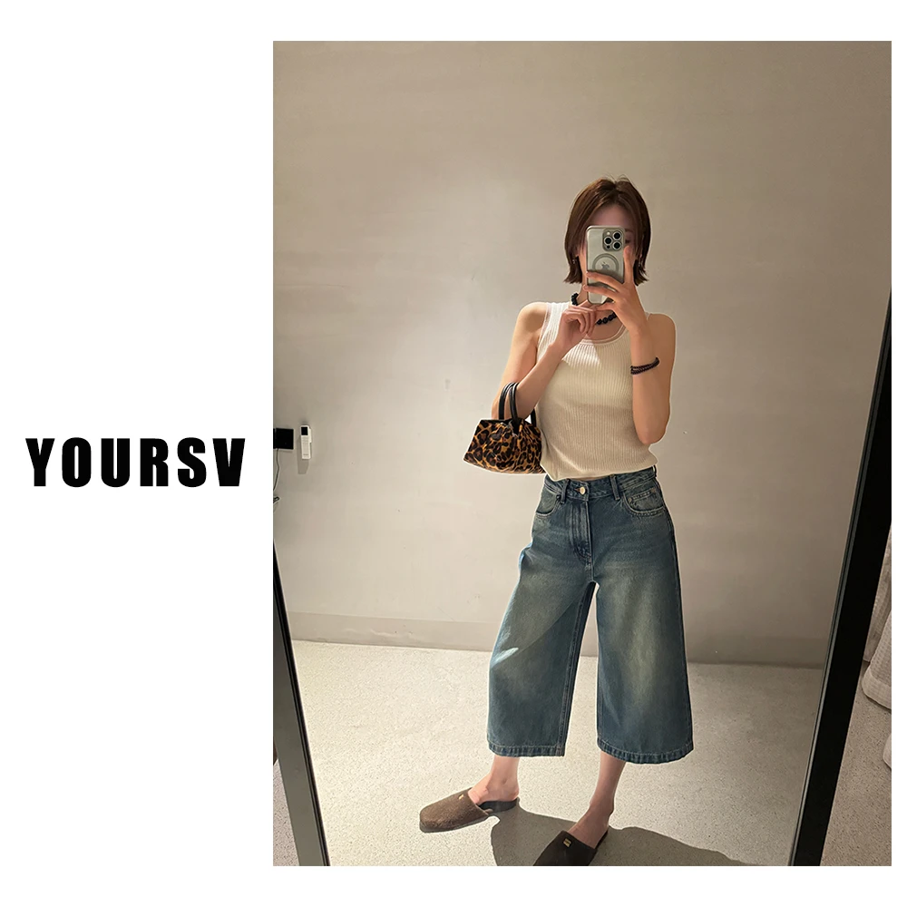 【YOURSV】「八分牛仔裤」春夏韩版时尚复古直筒牛仔裤高腰百搭显瘦裤