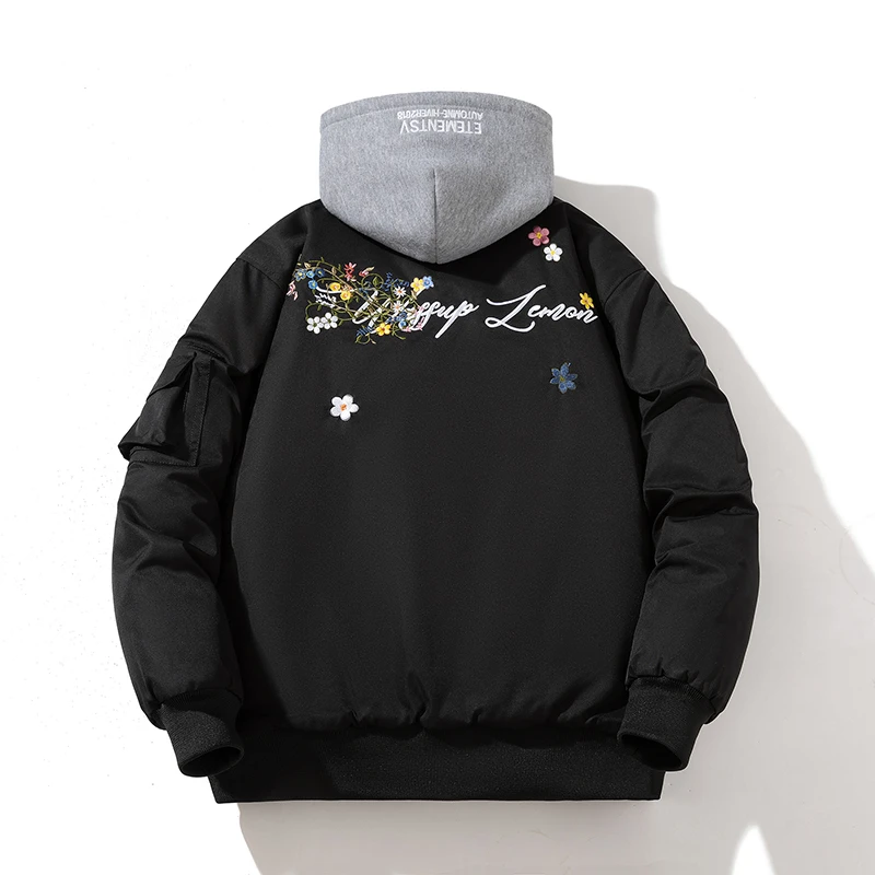 美式国潮飞行夹克男秋冬季棉衣高级感刺绣棒球服情侣休闲高街外套