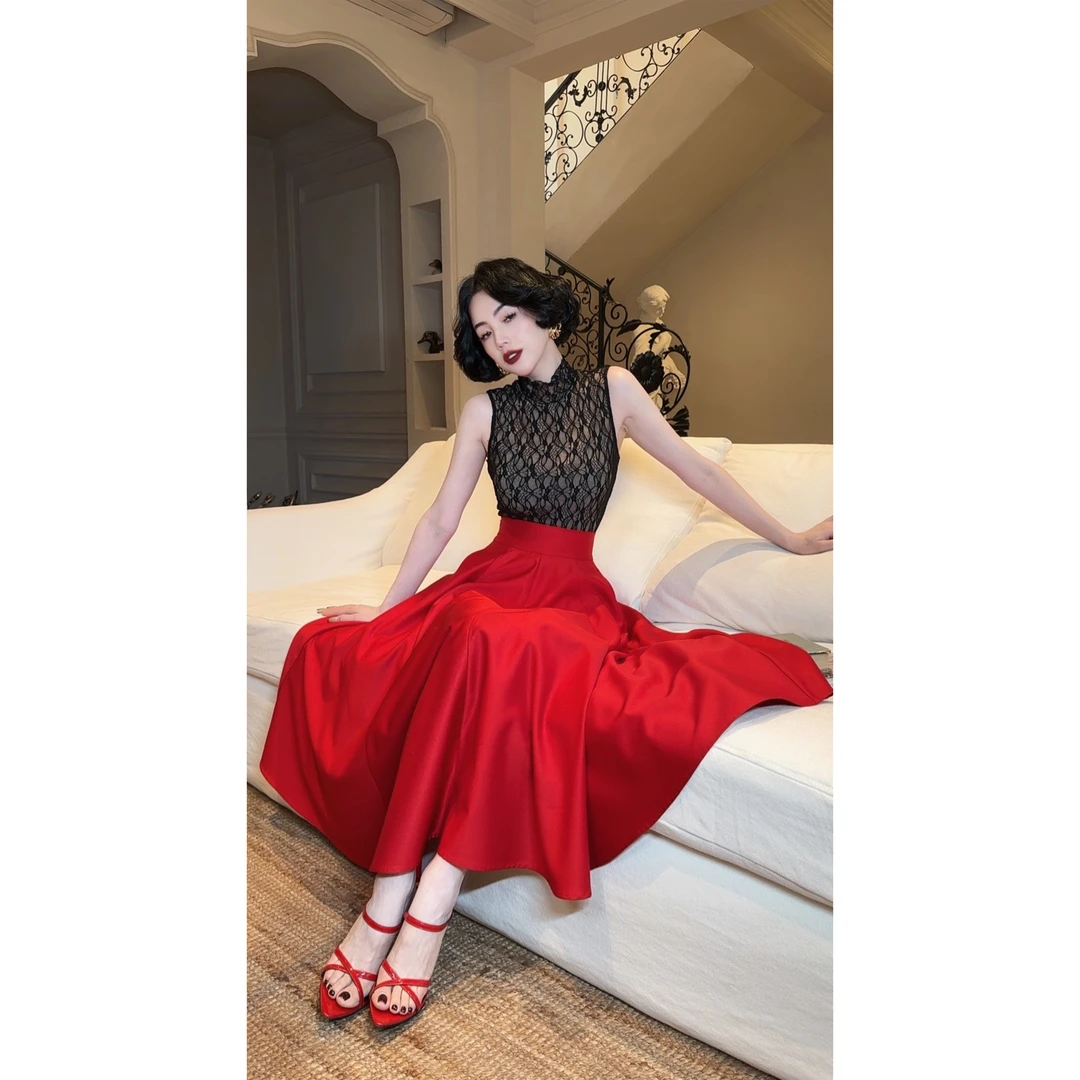 LXYJ【吉普赛女郎】夏季光面收腰透气气质半身裙10906