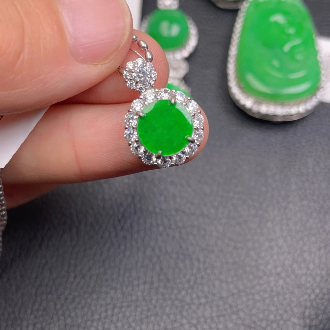 翡翠银S925镶嵌吊坠(不含链)