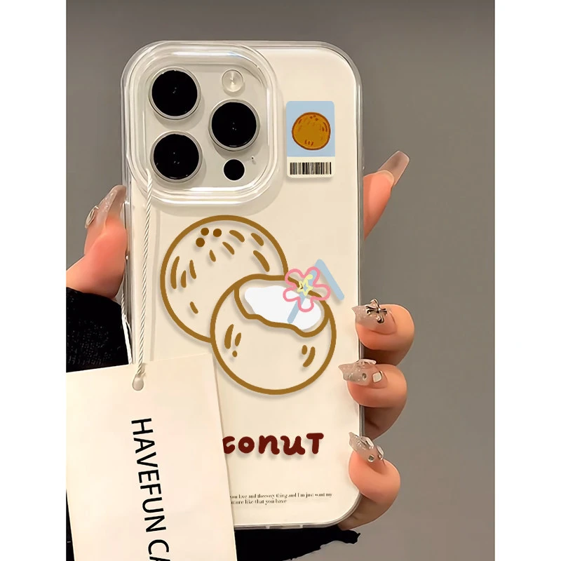 简约线条椰子适用苹果16Promax大孔15手机壳vivo华为oppo小米15女