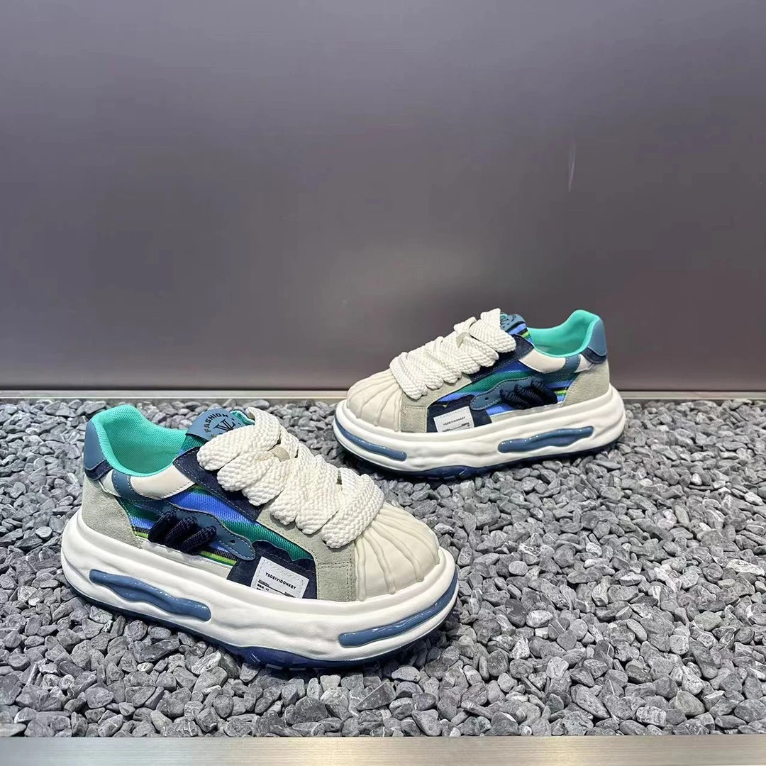 2025男鞋新款贝壳头拼色厚底老爹鞋舒适软底潮男鞋子百搭休闲鞋