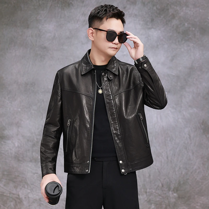 babibao/巴比豹海宁2025年新款头层牛皮男款机车皮衣男皮夹克2851