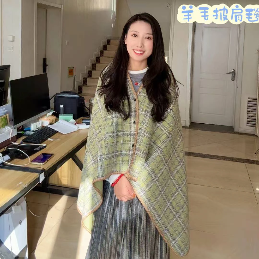 740 高奢代工 双层澳洲羊毛披肩145*85左右 80澳毛15羊绒5桑蚕丝