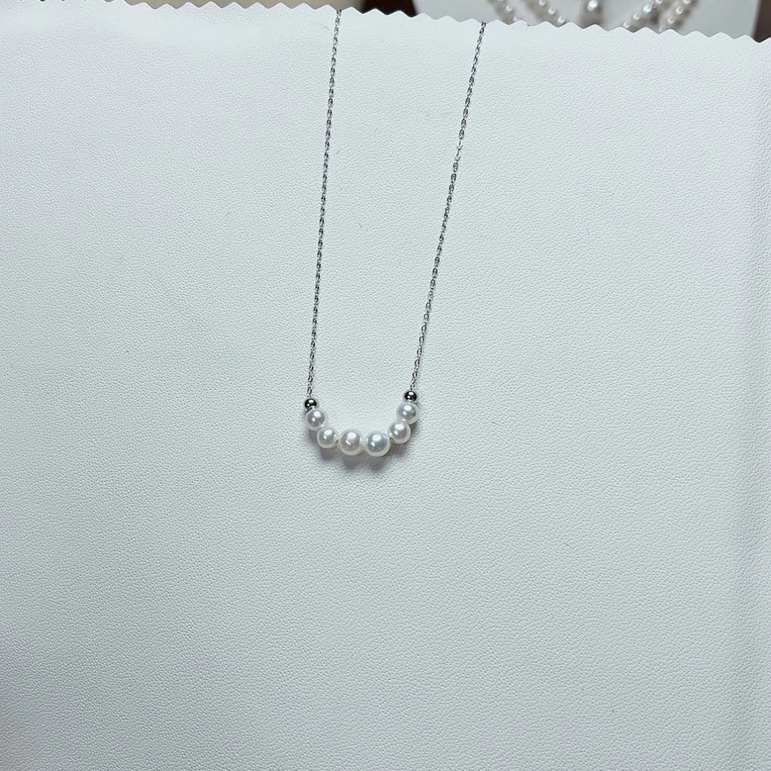 银S925镶嵌淡水珍珠颈饰极光微笑链