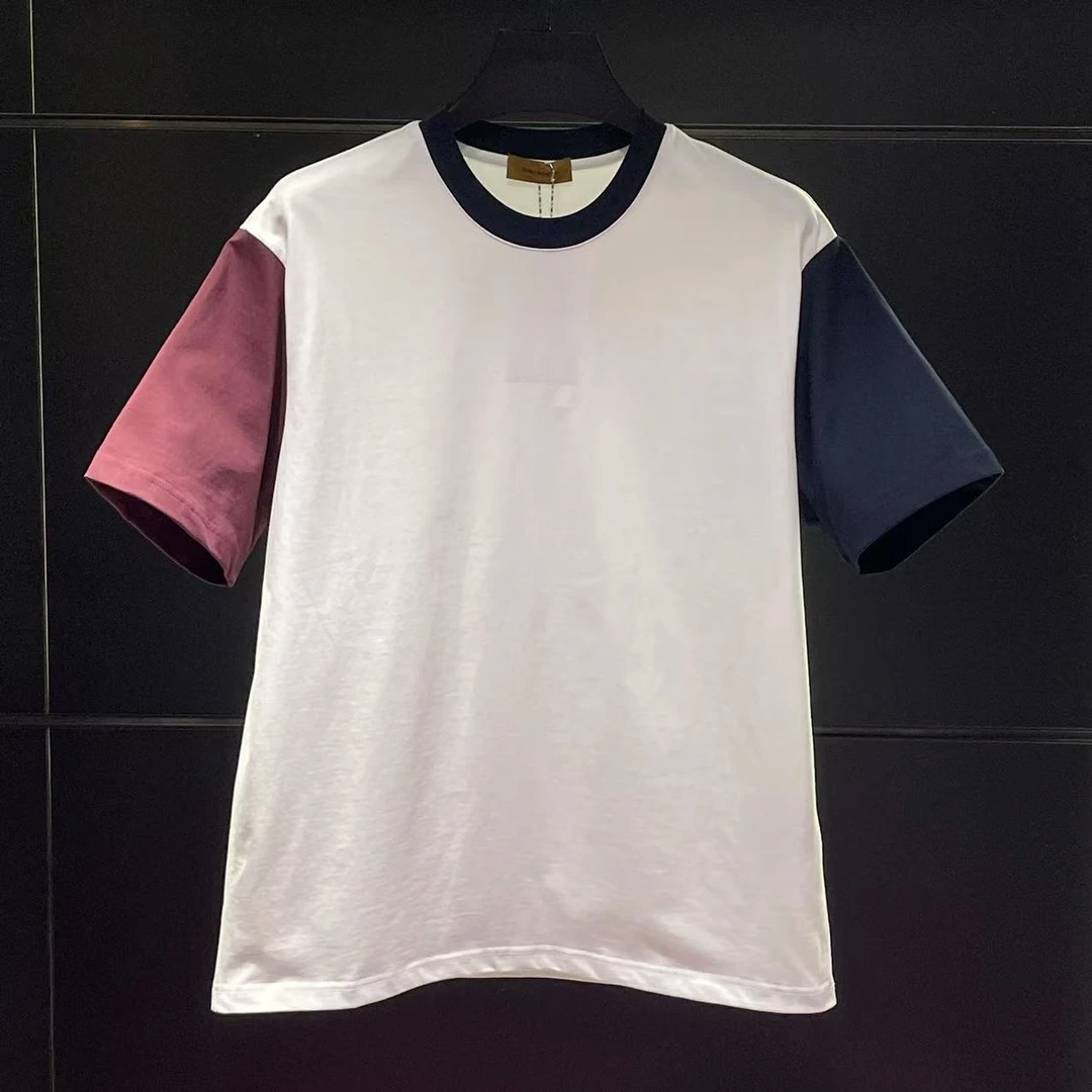 【TIME BOKAN】男士夏季潮流新款时尚百搭撞色经典圆领短袖T恤77309