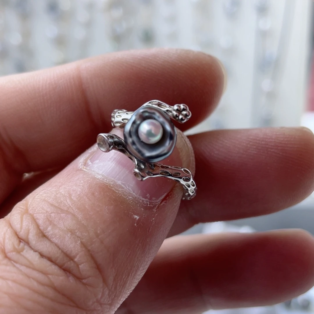 海水珍珠戒指银S925镶嵌
