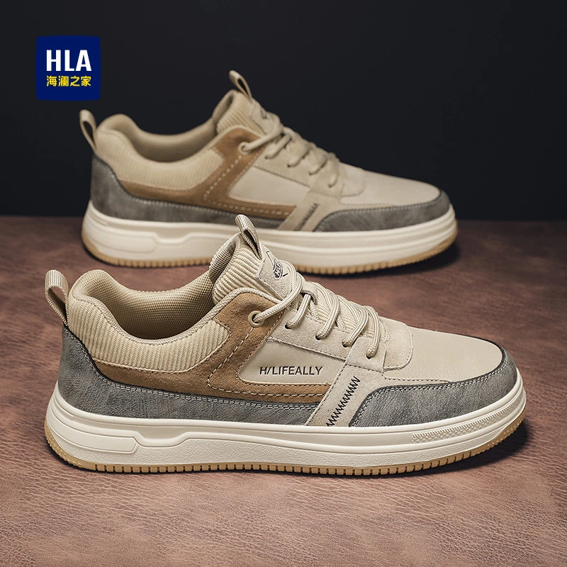 HLA/海澜之家男鞋经典板鞋2025秋冬季新款复古百搭耐磨休闲皮鞋男