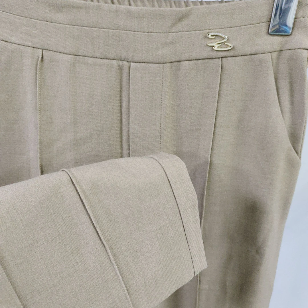 春秋百搭九分裤女装时尚松紧高腰裤子1091