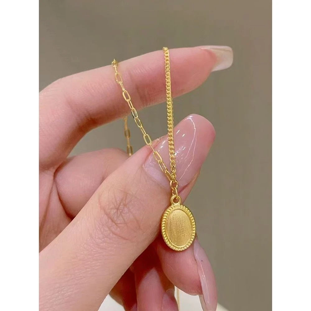 铜合金项链 黄金色流金岁月项链镀18k锁骨链夏日女款小众百搭饰品