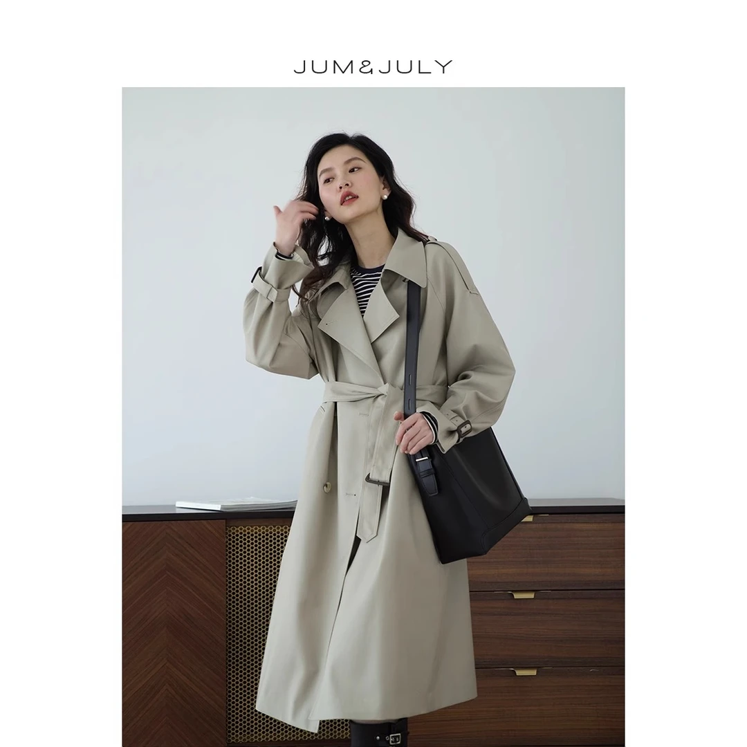 风衣女款2024秋季新款风衣外套女插肩袖长款外套高级感上衣F820