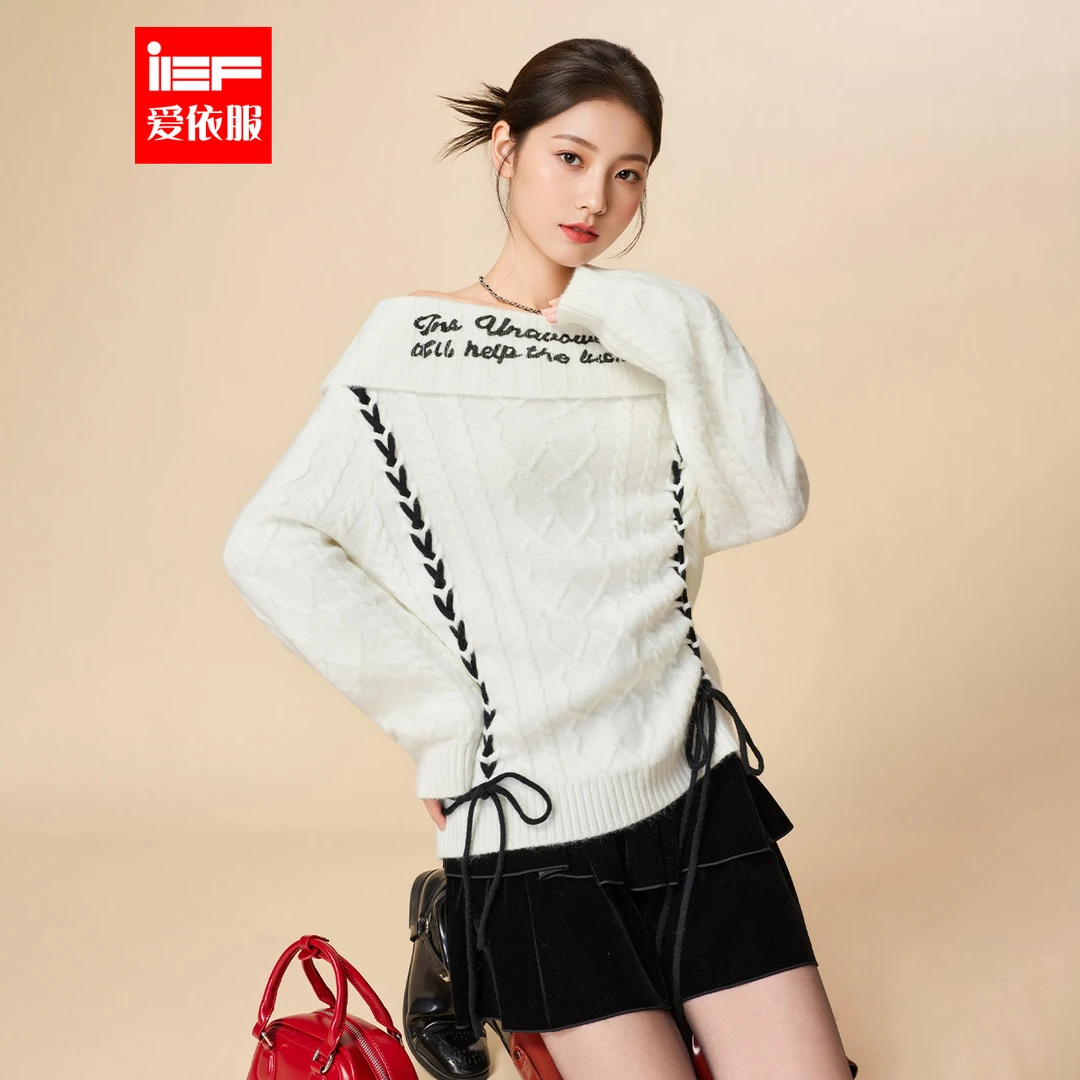 IEF/爱依服2025新款冬长袖季洋气时尚百搭宽松圆领冬毛织上衣