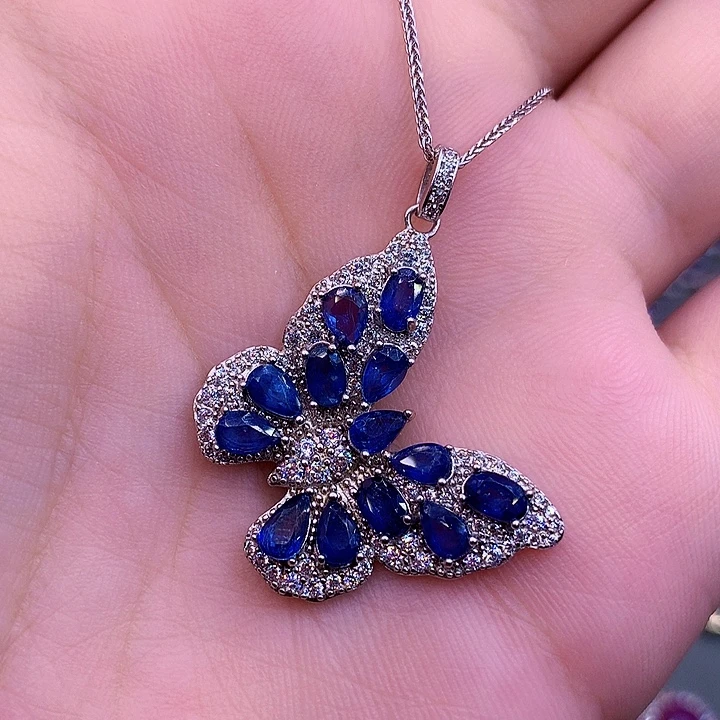 银S925镶嵌颈饰蓝宝石
