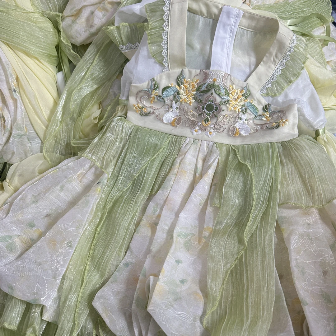 【绿色新中式刺绣小连衣裙】