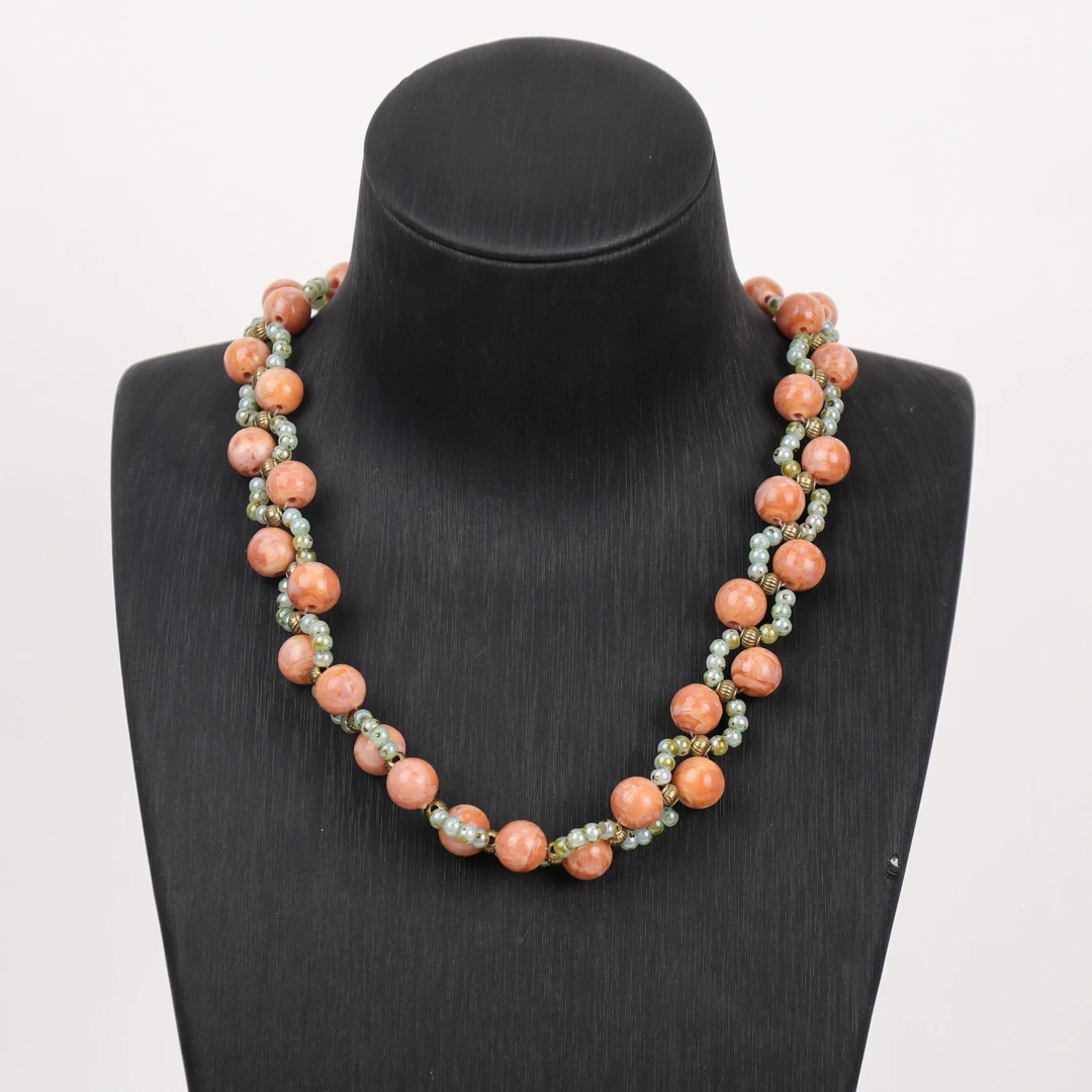 合金项链 玉楼东合金项链 LZ2267 朱柿小米珠法秀设计款琉璃项链