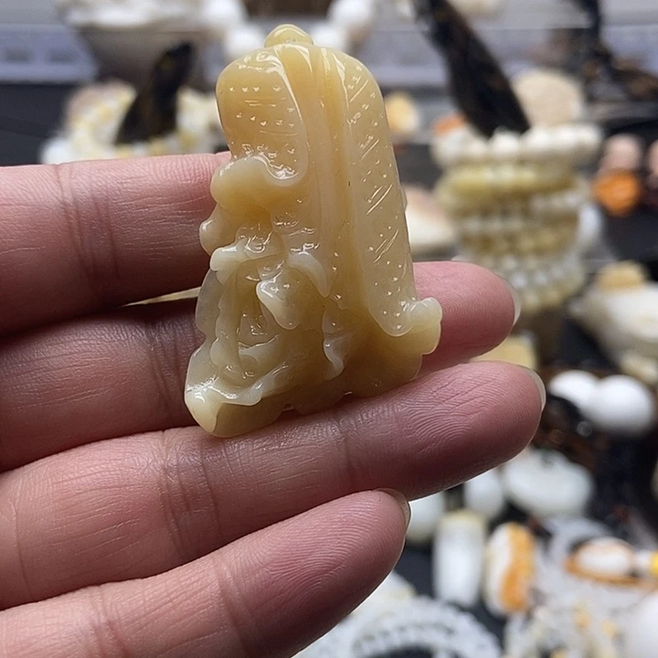 非金属贝壳贝雅轩工艺品玉化黄白菜